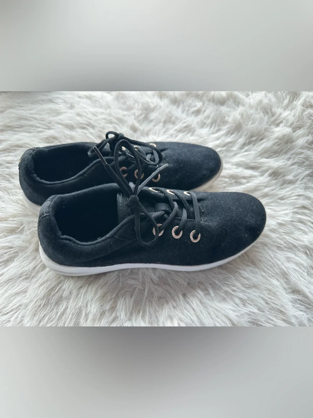 Merinos Australian handmade Black Wool Lace-Up Sneakers with Metal Eyelets 8